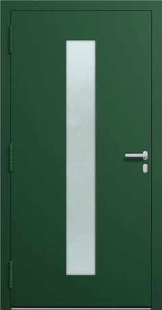 Drzwi zewnętrzne do domu aluminiowe 90mm RC2 na wymiar klamka i antaba inox Premium Alu P90 energooszczędne z szybą zielone M15