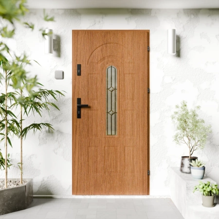 Classico Retro Black CK drzwi zewnętrzne 72 mm z klamką czarną energooszczędne Ud-1.3 przeszklone Program Czyste Powietrze