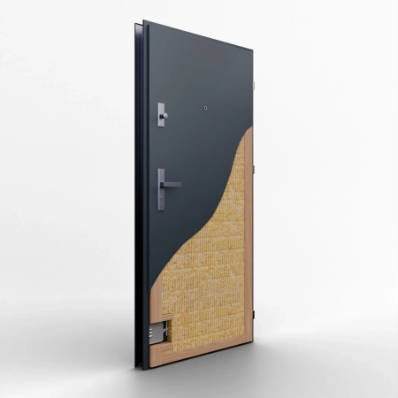 Drzwi wewnątrzklatkowe antywłamaniowe RC3 z Certyfikatem akustyczne wyciszające 47 dB 55 mm stalowe gładkie z klamką inox srebrną dąb sonoma G00