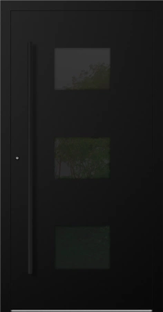 Drzwi zewnętrzne wejściowe domu aluminiowe na wymiar 90mm RC2 pochwyt/antaba Premium KOBBE energooszczędne RAL na zamówienie czarne M310