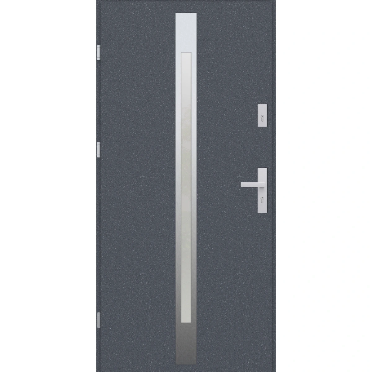 Drzwi zewnętrzne do domu stalowo aluminiowe 68 mm z szybą i klamką inox ATU68 antracyt db703 Program Czyste Powietrze M505