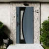 Drzwi zewnętrzne stalowe do domu Optima Black 72mm z klamką czarną energooszczędne Ud=1.3 lustro weneckie szyba mleczna Program Czyste Powietrze