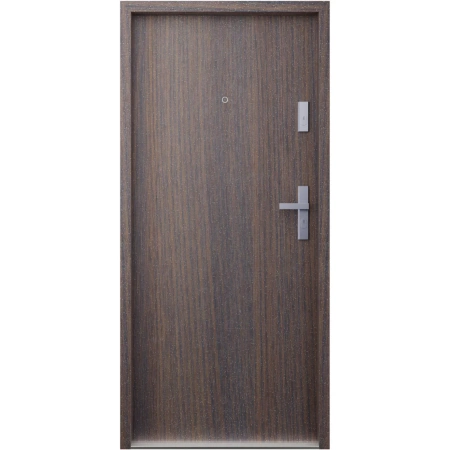 Drzwi wewnątrzklatkowe antywłamaniowe RC3 z Certyfikatem akustyczne wyciszające 47 dB 55 mm stalowe gładkie z klamką inox srebrną dąb bagienny G00