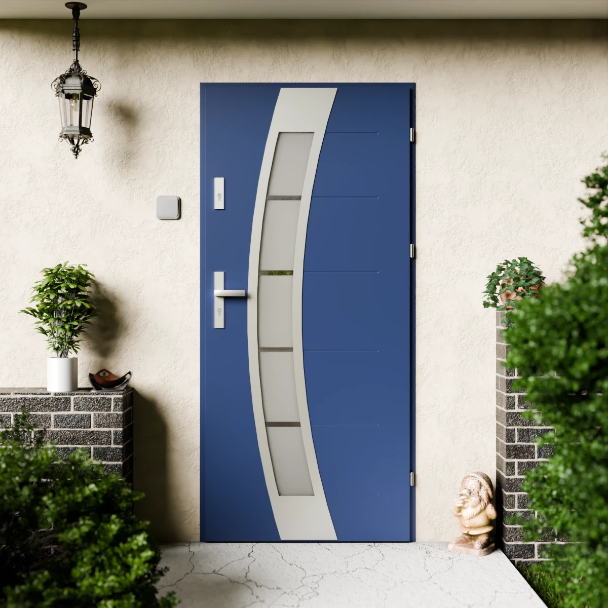 Drzwi zewnętrzne stalowe do domu Efekta Inox 72mm z klamką energooszczędne Ud=1.3 lustro weneckie szyba mleczna Program Czyste Powietrze