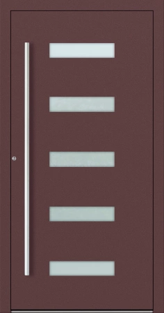 Drzwi zewnętrzne wejściowe domu aluminiowe na wymiar 90mm RC2 pochwyt/antaba Premium KOBBE energooszczędne RAL na zamówienie czerwono brązowe M11