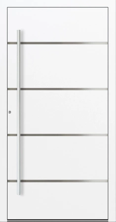 Drzwi zewnętrzne do domu aluminiowe 75 mm na wymiar klamka i antaba inox Superial SL75 energooszczędne bez szyby białe M02
