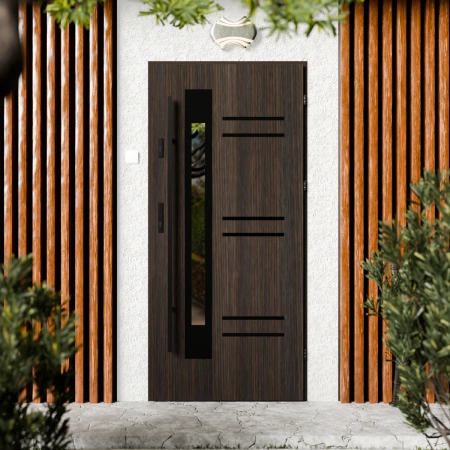 Pina Black CK drzwi zewnętrzne 72 mm z antabą/pochwytem energooszczędne Ud-1.3 przeszklone lustro weneckie szyba mleczna Program Czyste Powietrze