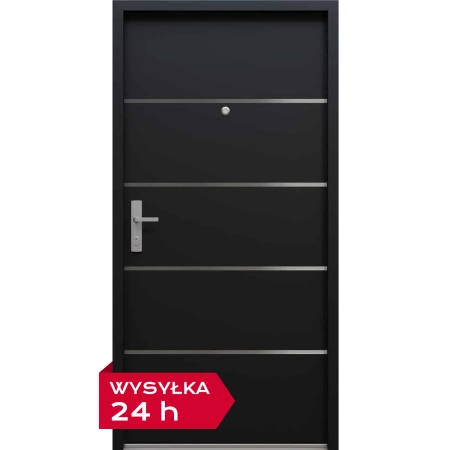 Drzwi wewnątrzklatkowe akustyczne 44 dB z Certyfikatem wyciszające stalowe antywłamaniowe RC3 68mm dymoszczelne antracyt db703 M02