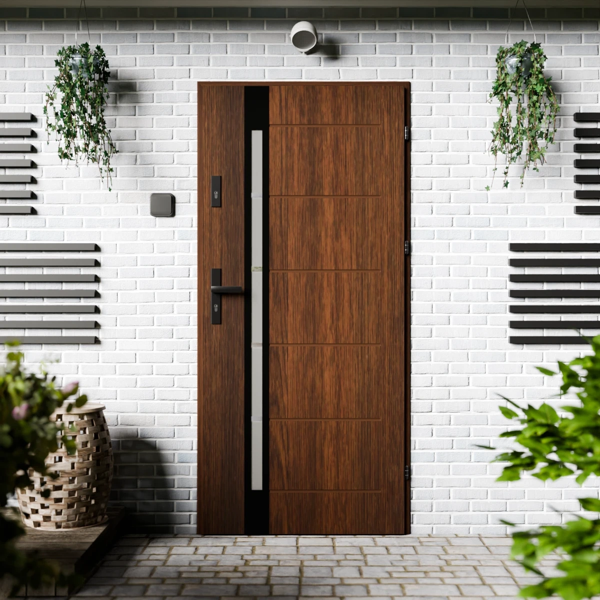 Toreno Black CK drzwi zewnętrzne 72 mm z klamką czarną energooszczędne Ud-1.3 przeszklone lustro weneckie szyba mleczna Program Czyste Powietrze