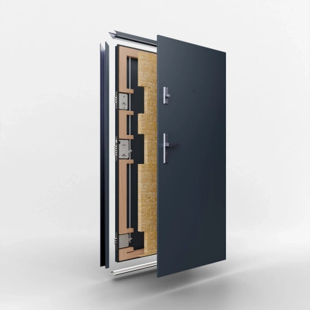 Drzwi wewnątrzklatkowe antywłamaniowe RC3 z Certyfikatem akustyczne wyciszające 47 dB 55 mm stalowe gładkie z klamką czarną winchester G00