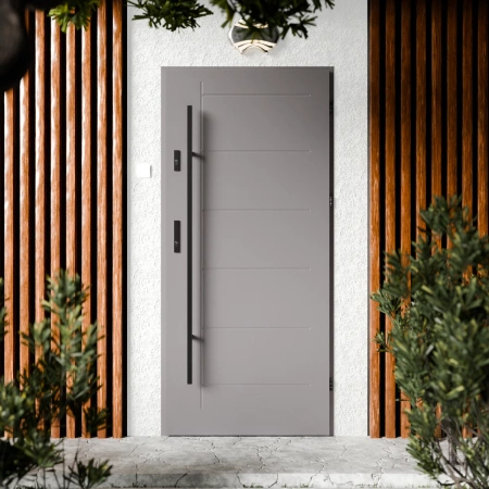 Basic Black CK drzwi zewnętrzne 72 mm z antabą/pochwytem energooszczędne Ud-1.3 bez przeszklenia pełne Program Czyste Powietrze