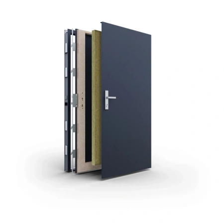 Drzwi klatkowe wejściowe do mieszkania w bloku antywłamaniowe RC3 z ościeżnicą 68mm stalowe akustyczne i wygłuszające 44 dB dymoszczelne orzech M00