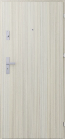 Drzwi wewnątrzklatkowe antywłamaniowe RC3 z Certyfikatem akustyczne wyciszające 47 dB 55 mm stalowe gładkie z klamką inox srebrną dąb bielony G00