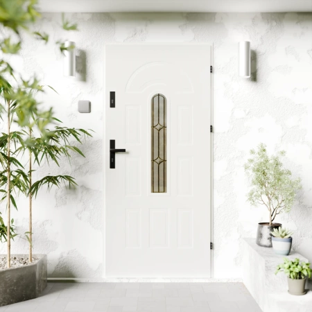 Classico Retro Black CK drzwi zewnętrzne 72 mm z klamką czarną energooszczędne Ud-1.3 przeszklone Program Czyste Powietrze