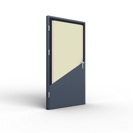 Drzwi zewnętrzne wejściowe 82 mm stalowe z czarną ramą aluminiową DS82 przeszklone z czarnymi okuciami antracyt db703 Program Czyste Powietrze M25