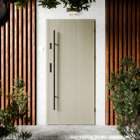 Drzwi zewnętrzne stalowe do domu Basic Black 72mm z antabą/pochwytem energooszczędne Ud=1.3 bez szyby pełne Program Czyste Powietrze