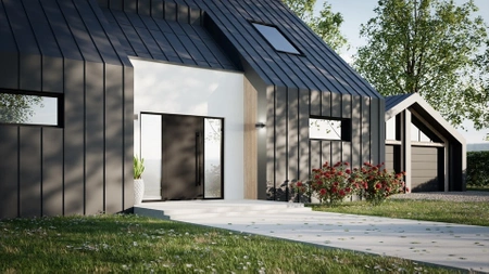 Drzwi zewnętrzne wejściowe domu aluminiowe na wymiar 90mm RC2 pochwyt/antaba Premium KOBBE energooszczędne RAL na zamówienie szare M02