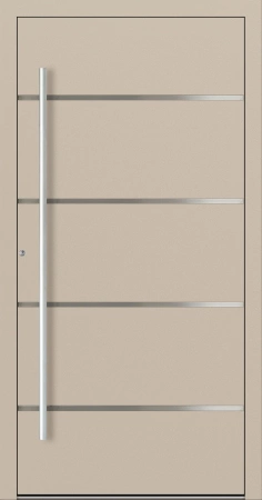 Drzwi zewnętrzne wejściowe domu aluminiowe na wymiar 90mm RC2 pochwyt/antaba Premium KOBBE energooszczędne RAL na zamówienie beżowe M02