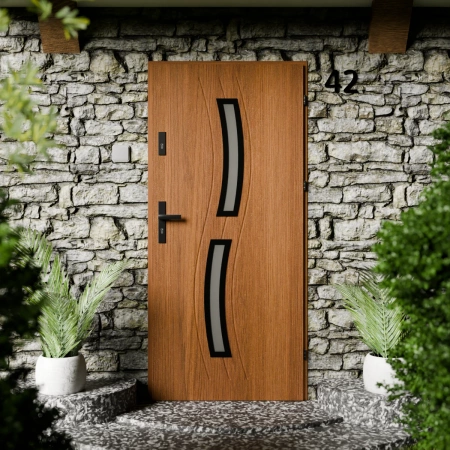 Twista Black CK drzwi zewnętrzne 72 mm z klamką czarną energooszczędne Ud-1.3 przeszklone lustro weneckie szyba mleczna Program Czyste Powietrze