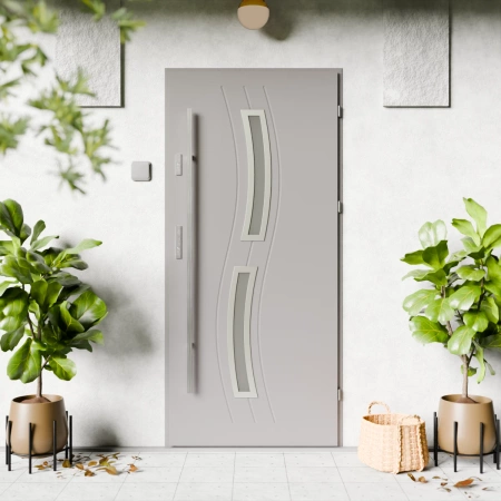 Twista Inox CK drzwi zewnętrzne 72 mm z antabą/pochwytem energooszczędne Ud-1.3 przeszklone lustro weneckie szyba mleczna Program Czyste Powietrze