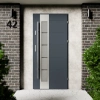 Drzwi zewnętrzne stalowe do domu Sanda Inox 72mm z antabą/pochwytem energooszczędne Ud-1.3 lustro weneckie szyba mleczna Program Czyste Powietrze