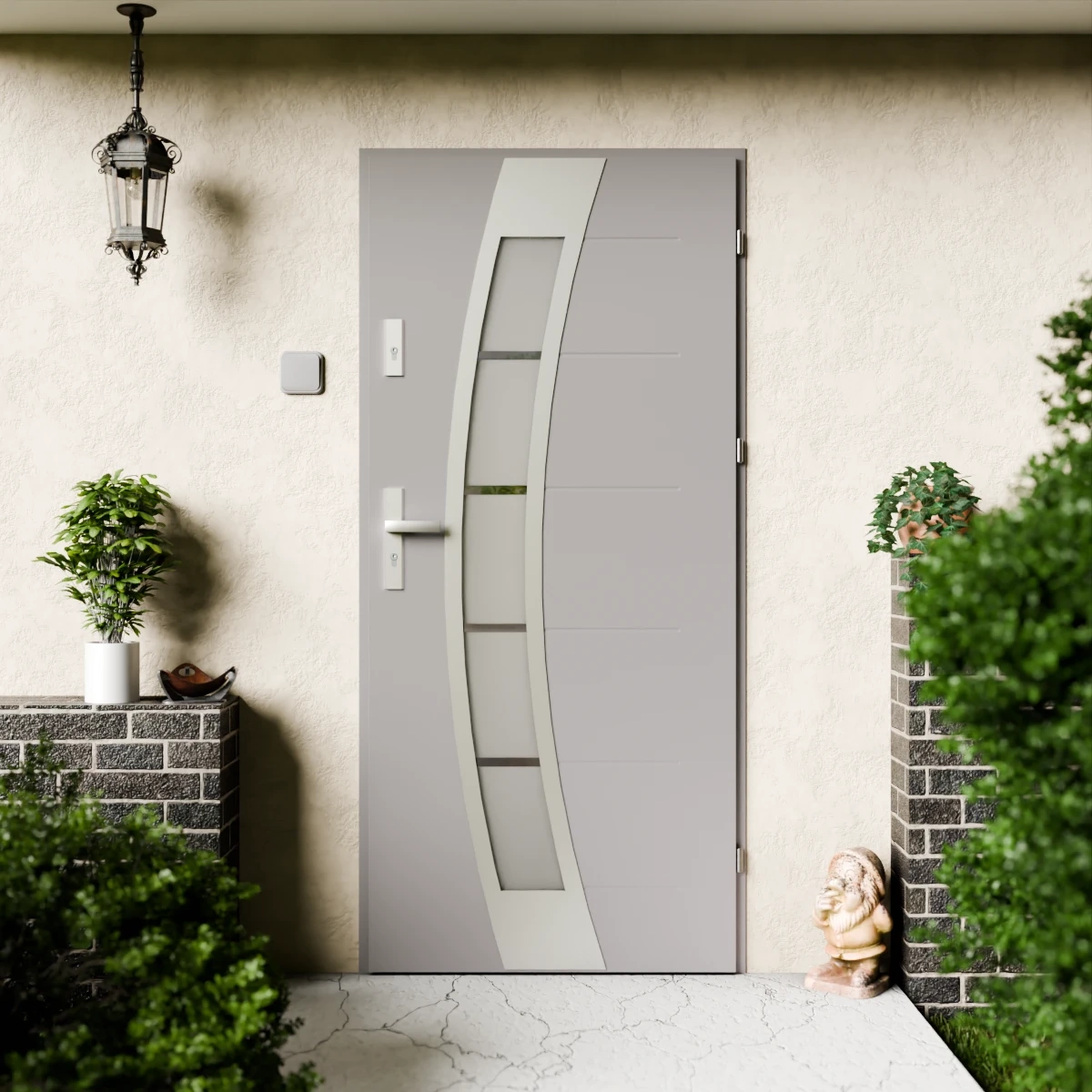 Drzwi zewnętrzne stalowe do domu Efekta Inox 72mm z klamką energooszczędne Ud=1.3 lustro weneckie szyba mleczna Program Czyste Powietrze