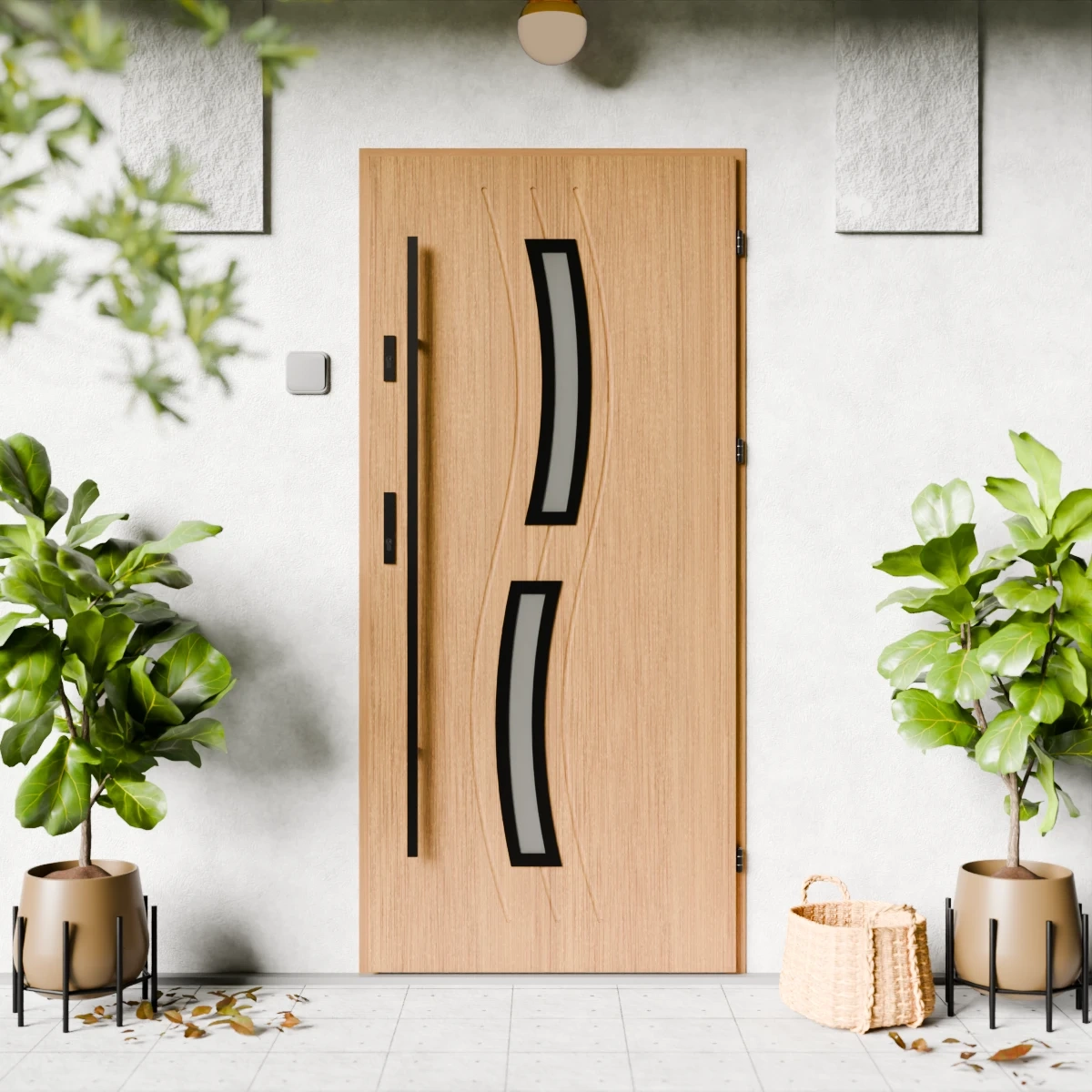 Drzwi zewnętrzne stalowe do domu Twista Black 72mm z antabą/pochwytem energooszczędne Ud=1.3 lustro weneckie szyba mleczna Program Czyste Powietrze