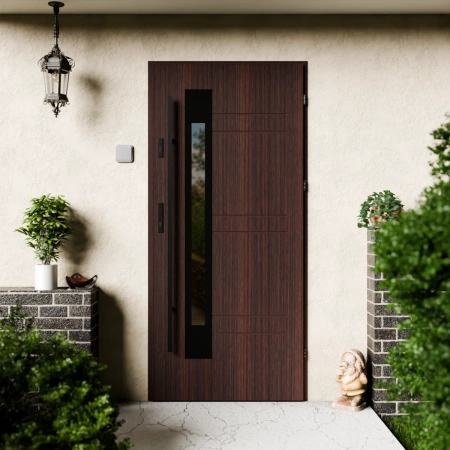 Weno Black CK drzwi zewnętrzne 72 mm z antabą/pochwytem energooszczędne Ud-1.3 przeszklone lustro weneckie szyba mleczna Program Czyste Powietrze