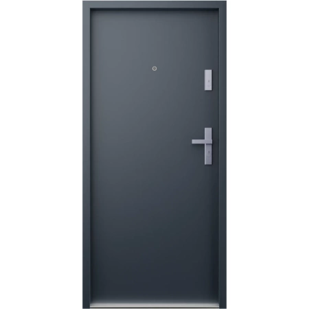 Drzwi wewnątrzklatkowe akustyczne wyciszające 47 dB z Certyfikatem antywłamaniowe RC3 55 mm stalowe gładkie z klamką inox srebrną antracyt db703 G00