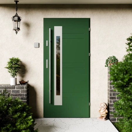 Drzwi zewnętrzne stalowe do domu Weno 72mm z antabą/pochwytem energooszczędne Ud=1.3 lustro weneckie szyba mleczna Program Czyste Powietrze