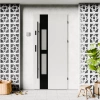 Drzwi zewnętrzne stalowe do domu Anda Black 72mm z antabą/pochwytem energooszczędne Ud=1.3 lustro weneckie szyba mleczna Program Czyste Powietrze