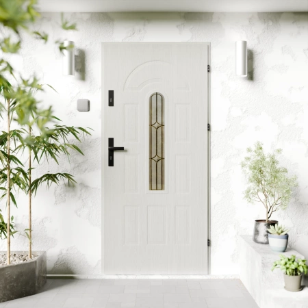 Classico Retro Black CK drzwi zewnętrzne 72 mm z klamką czarną energooszczędne Ud-1.3 przeszklone Program Czyste Powietrze