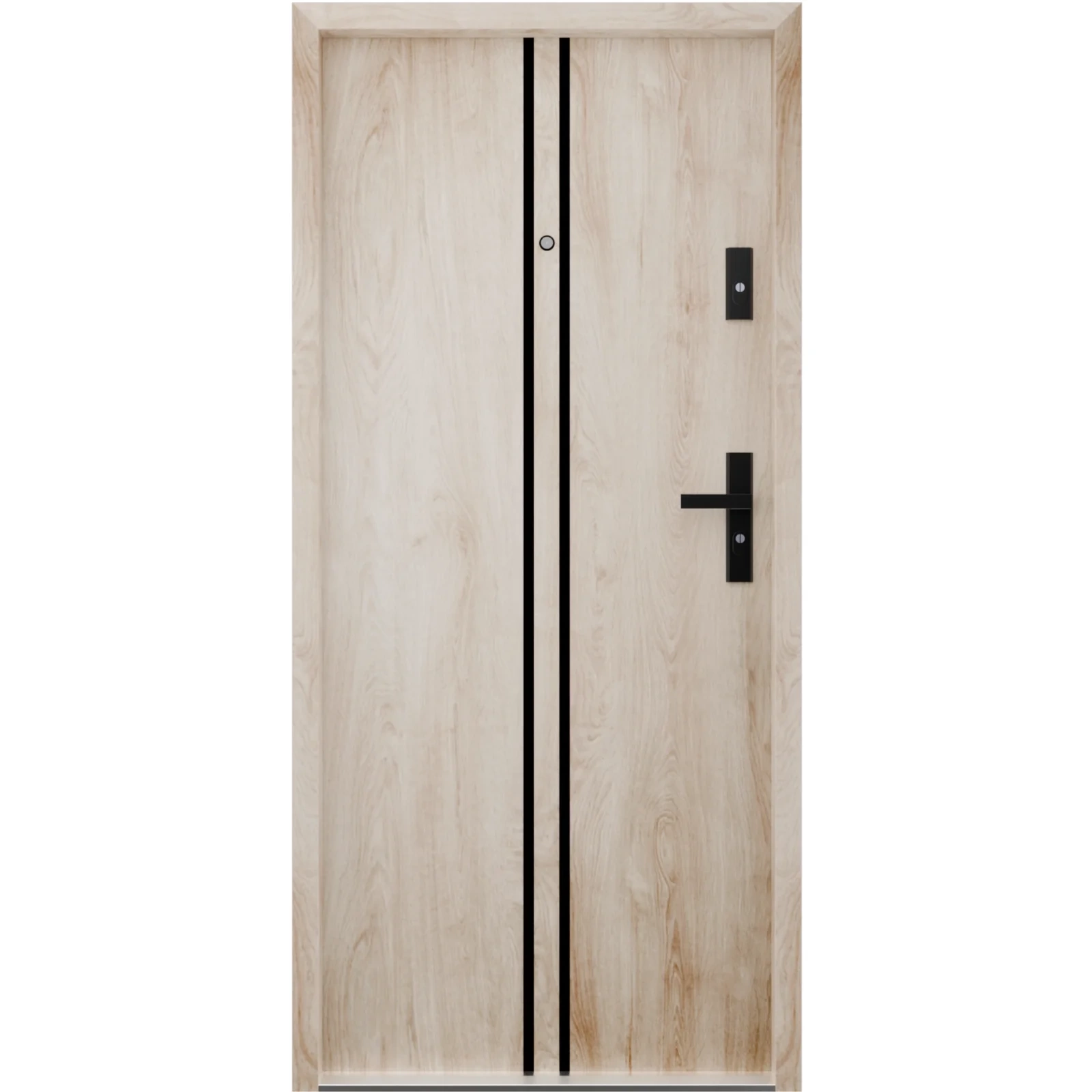 Ekonomiczne drzwi wewnątrzklatkowe wejściowe do mieszkania z klatki schodowej 55 mm stalowe dąb turner A7