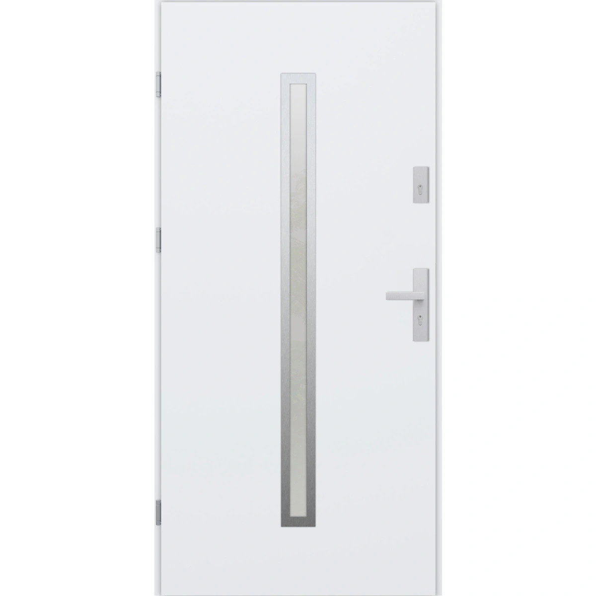 Drzwi zewnętrzne do domu stalowo aluminiowe 68 mm z szybą i klamką inox ATU68 białe Program Czyste Powietrze M501