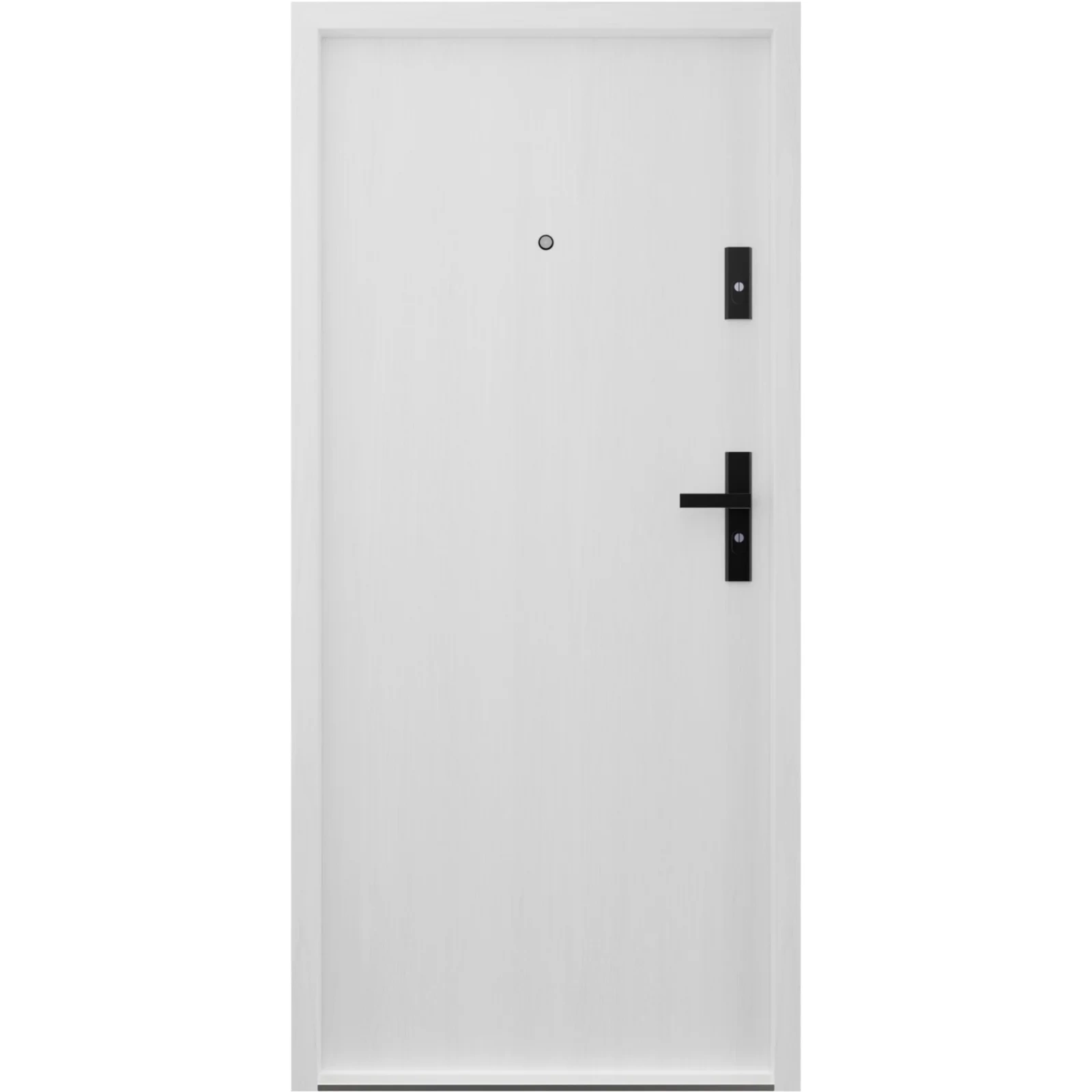 Drzwi wewnątrzklatkowe antywłamaniowe RC3 z Certyfikatem akustyczne wyciszające 47 dB 55 mm stalowe gładkie z klamką czarną biały drewnopodobny G00