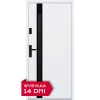 Drzwi zewnętrzne do domu stalowo aluminiowe 68 mm z szybą i czarnymi okuciami ATU68 białe Program Czyste Powietrze M534