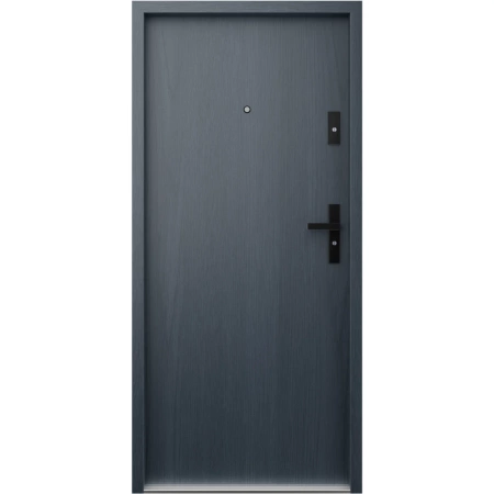 Drzwi wewnątrzklatkowe akustyczne wyciszające 47 dB antywłamaniowe RC3 55 mm stalowe gładkie z klamką czarną antracyt drewnopodobny G00