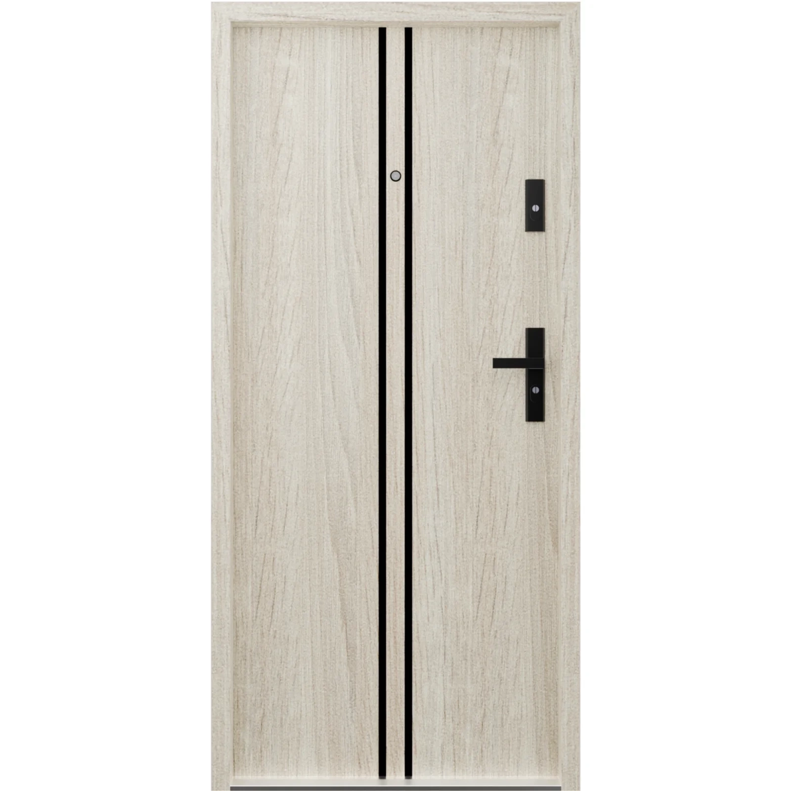 Ekonomiczne drzwi wewnątrzklatkowe wejściowe do mieszkania z klatki schodowej 55 mm stalowe dąb sonoma A7