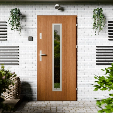 Drzwi zewnętrzne stalowe do domu Presto Inox 72mm z klamką energooszczędne Ud-1.3 przeszklone lustro weneckie szyba mleczna Program Czyste Powietrze