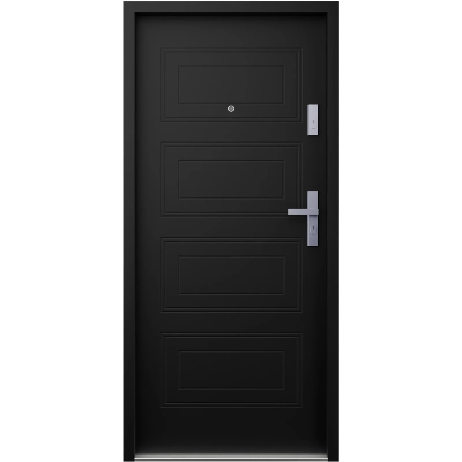 Ekonomiczne drzwi wewnątrzklatkowe wejściowe do mieszkania z klatki schodowej 55 mm stalowe czarne T34