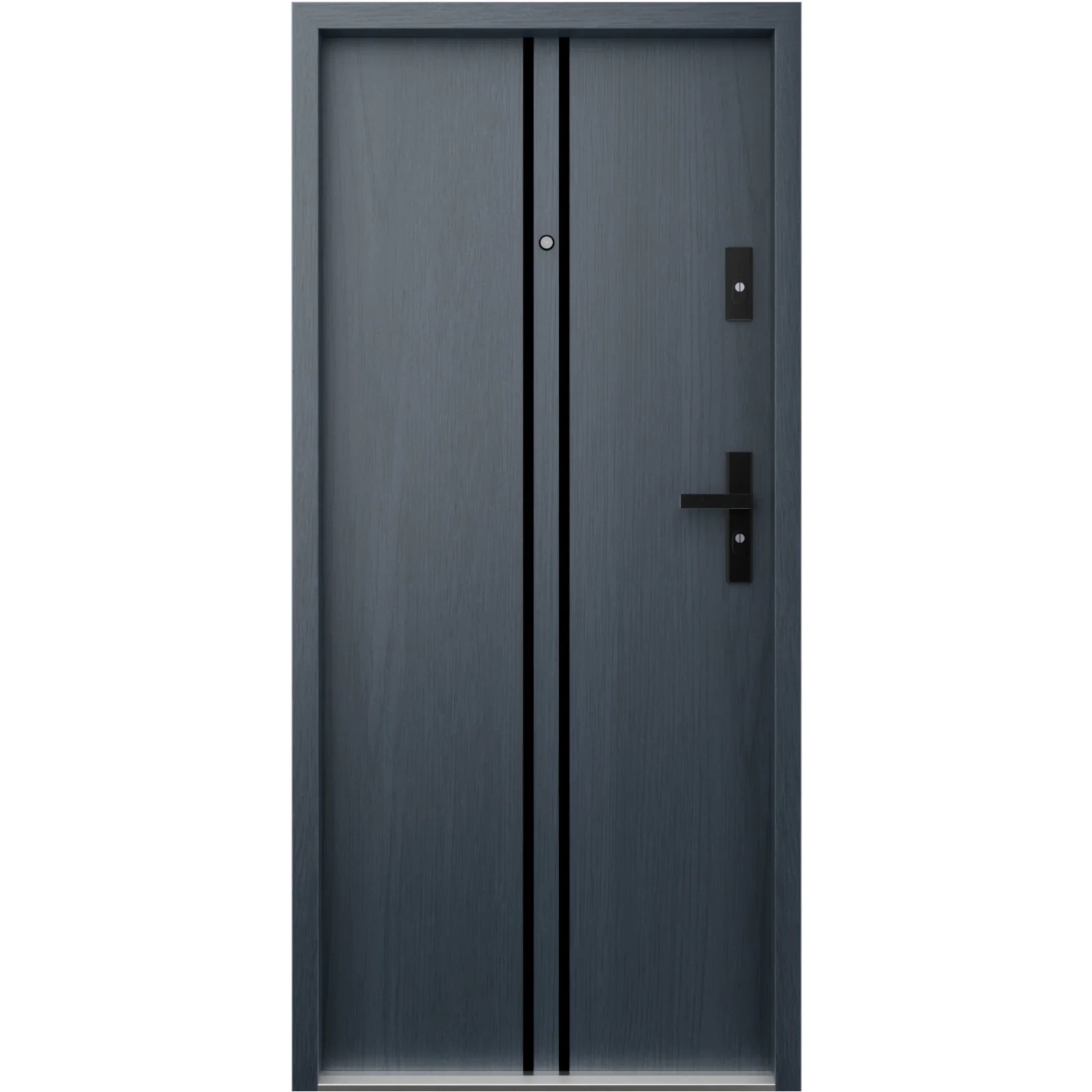 Drzwi wewnątrzklatkowe akustyczne wyciszające 42 dB antywłamaniowe RC2 55 mm stalowe antracyt drewnopodobny A7