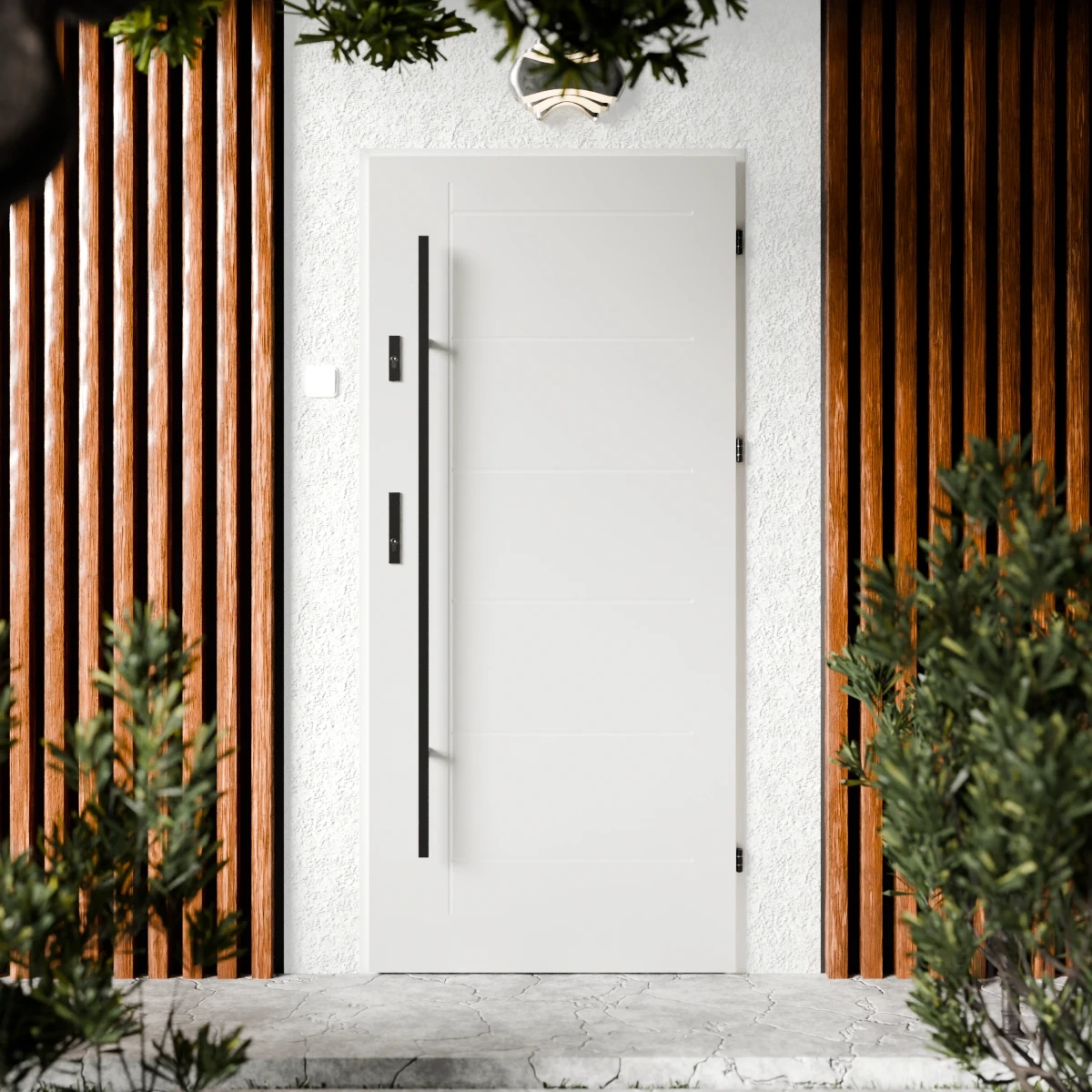 Drzwi zewnętrzne stalowe do domu Basic Black 72mm z antabą/pochwytem energooszczędne Ud=1.3 bez szyby pełne Program Czyste Powietrze