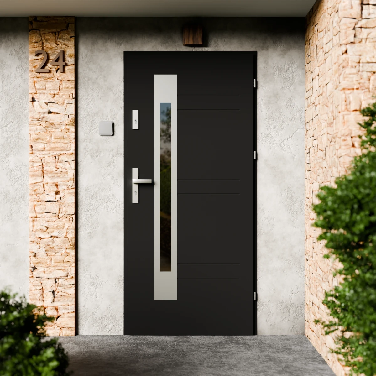 Drzwi zewnętrzne stalowe do domu Weno Inox 72mm z klamką energooszczędne Ud=1.3 przeszklone lustro weneckie szyba mleczna Program Czyste Powietrze