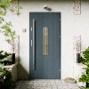 Drzwi zewnętrzne stalowe do domu Retro Inox 72mm z antabą/pochwytem energooszczędne Ud=1.3 przeszklone Program Czyste Powietrze