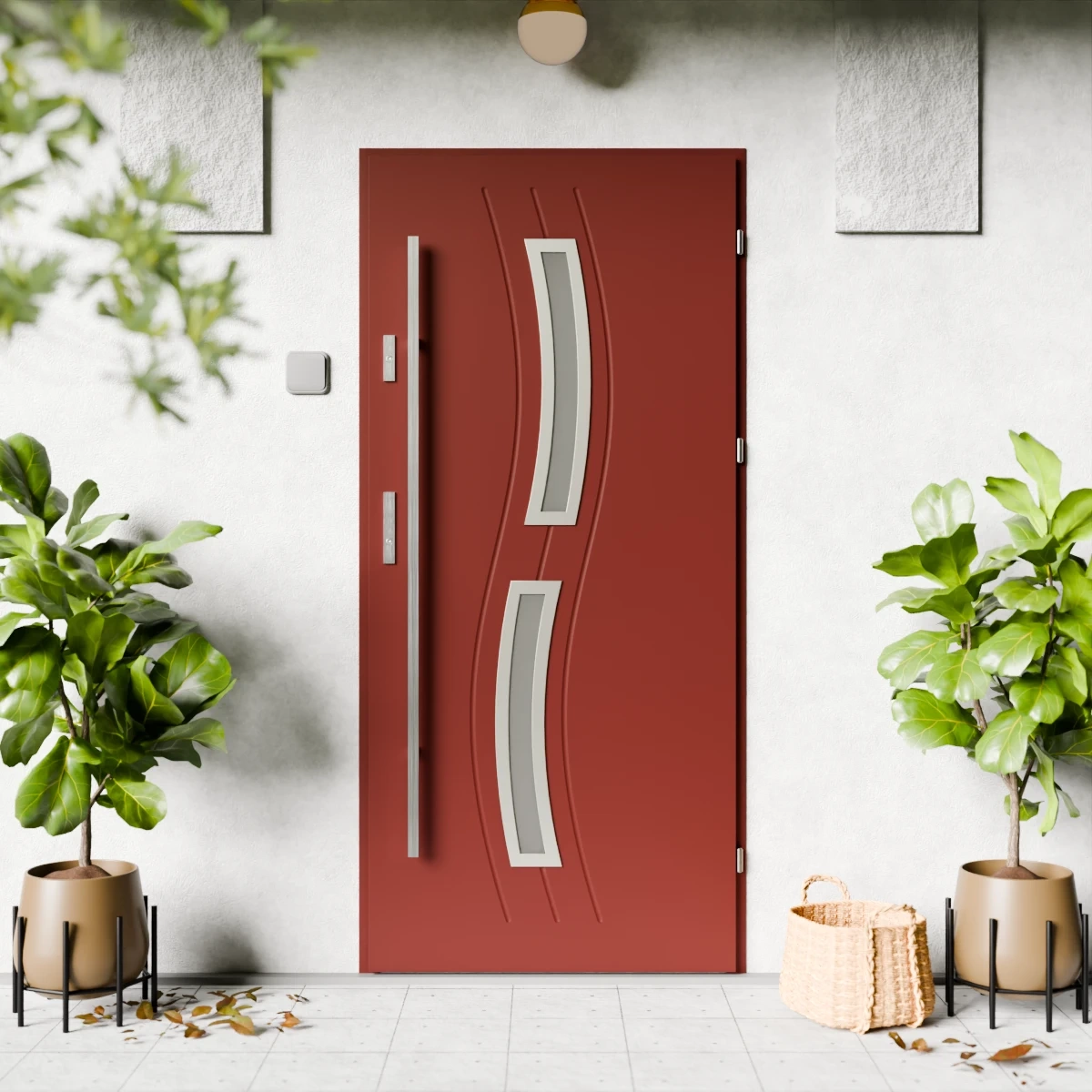 Drzwi zewnętrzne stalowe do domu Twista Inox 72 mm z antabą/pochwytem energooszczędne Ud=1.3 lustro weneckie szyba mleczna Program Czyste Powietrze