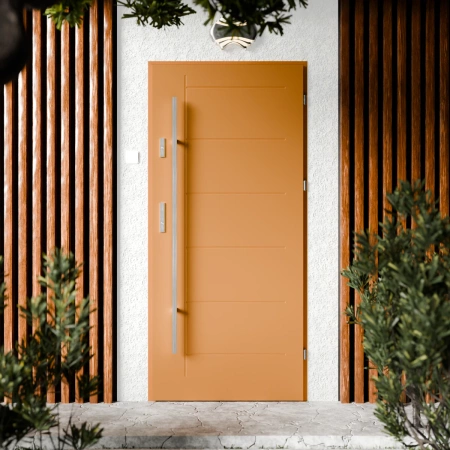 Basic Inox CK drzwi zewnętrzne 72 mm z antabą/pochwytem energooszczędne Ud-1.3 bez przeszklenia pełne Program Czyste Powietrze