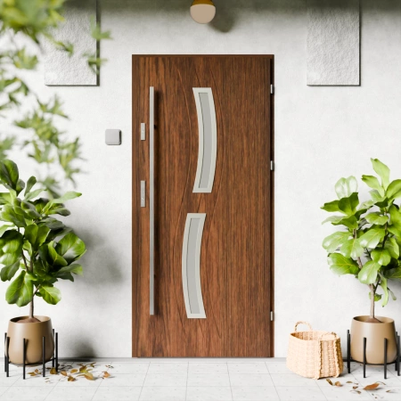 Twista Inox CK drzwi zewnętrzne 72 mm z antabą/pochwytem energooszczędne Ud-1.3 przeszklone lustro weneckie szyba mleczna Program Czyste Powietrze