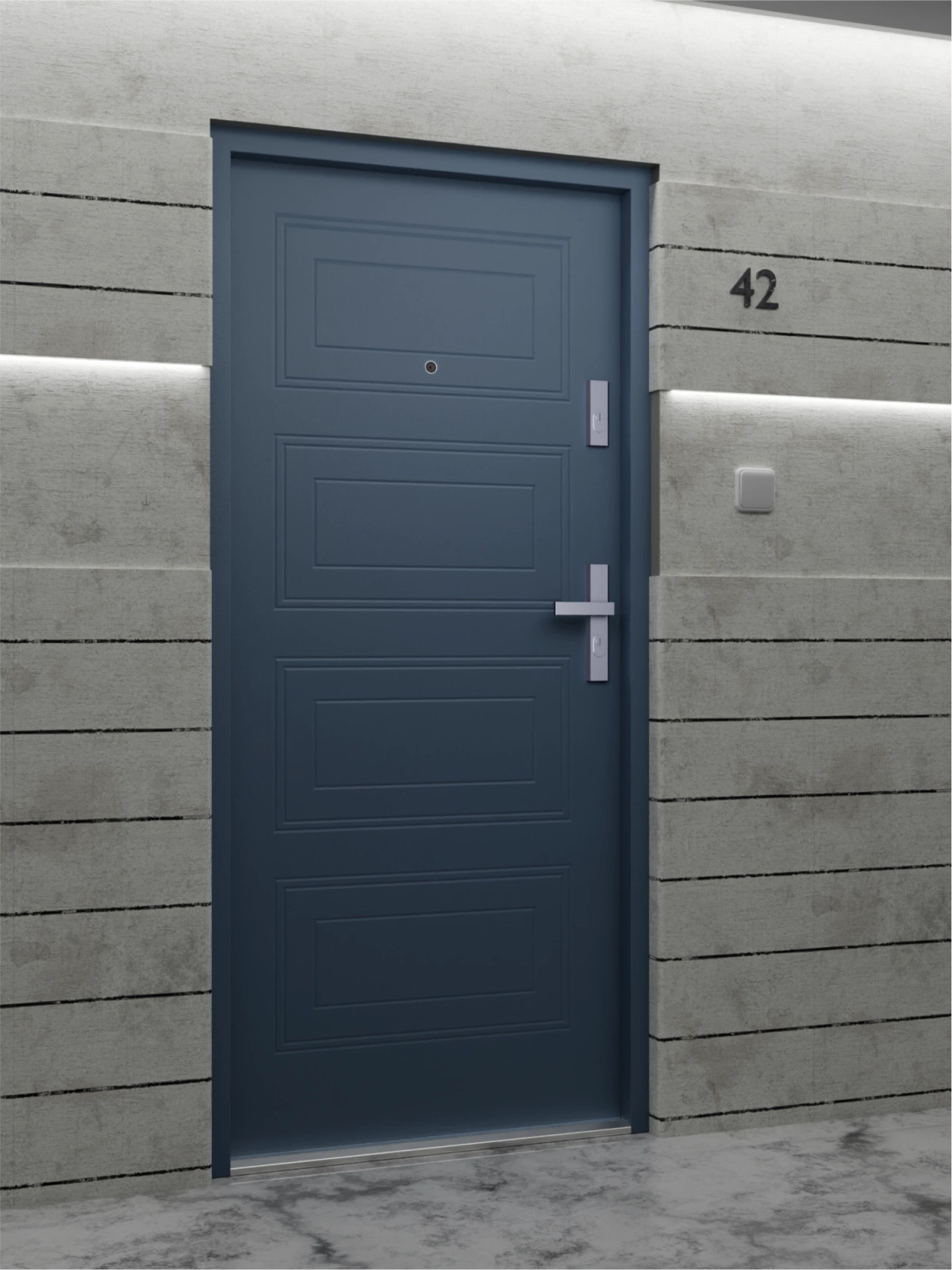 Ekonomiczne drzwi wewnątrzklatkowe wejściowe do mieszkania z klatki schodowej 55 mm stalowe antracyt db703 T34