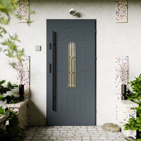 Classico Black CK drzwi zewnętrzne 72 mm z antabą/pochwytem energooszczędne Ud-1.3 przeszklone Program Czyste Powietrze