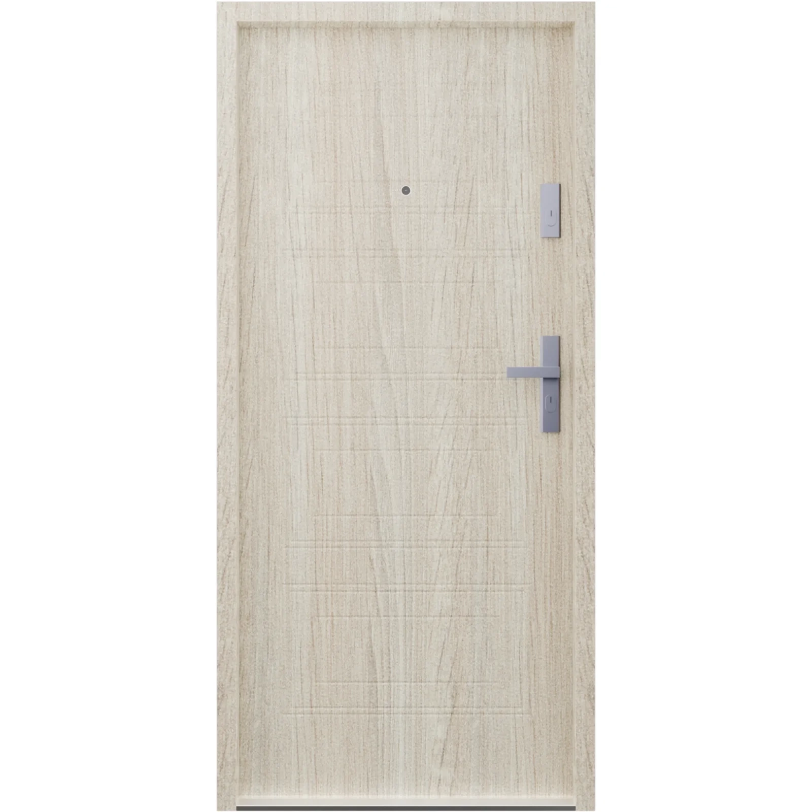 Ekonomiczne drzwi wewnątrzklatkowe wejściowe do mieszkania z klatki schodowej 55 mm stalowe dąb sonoma T34